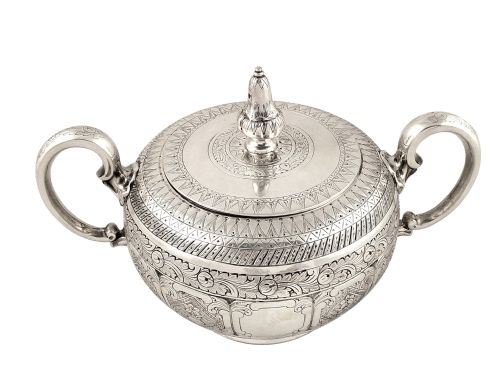 fig 1. Antique Victorian Sterling Silver Bowl with Lid 1873