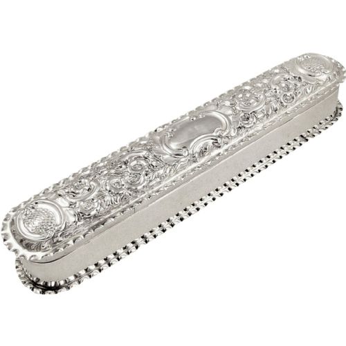 Antique Victorian Sterling Silver 7" Trinket Box 1896