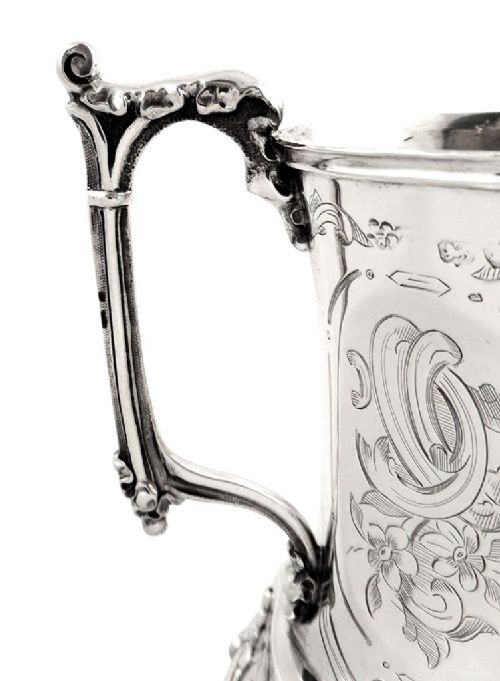 fig 1. Unusual Antique Sterling Silver Mug/Tankard 1853