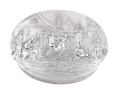 Antique Edwardian Sterling Silver Trinket Box 1905 - Dancing Scenes