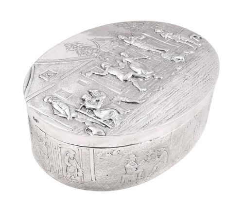 fig 1. Antique Edwardian Sterling Silver Trinket Box 1905 - Dancing Scenes