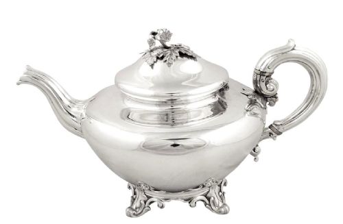Antique Early Victorian Sterling Silver Teapot 1843
