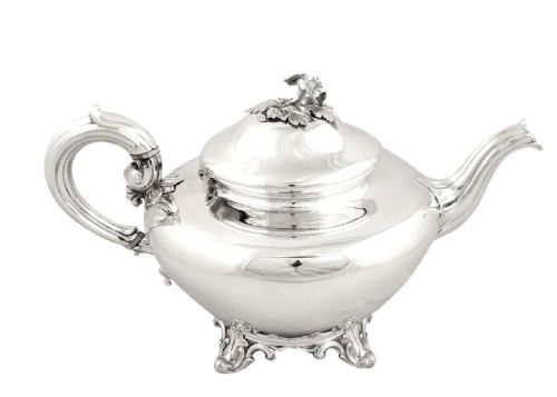fig 1. Antique Early Victorian Sterling Silver Teapot 1843