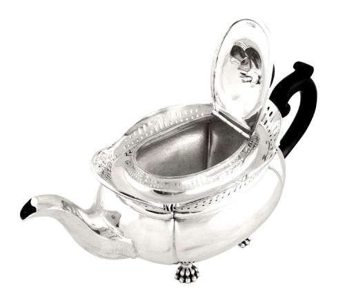 fig 2. Antique Edwardian Sterling Silver Pierced Teaset - 1904 - Stewart of Glasgow