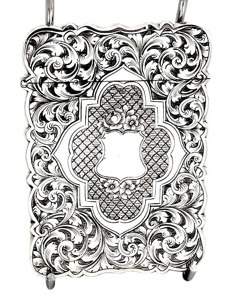 Antique Early Victorian Sterling Silver Card Case 1859