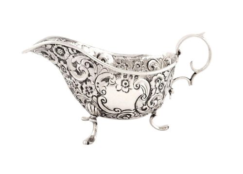 Antique Victorian Sterling Silver Gravy / Sauce Jug - 1896