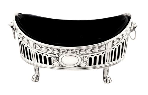 Antique Edwardian Sterling Silver Bowl with Liner 1904 - Lion Heads