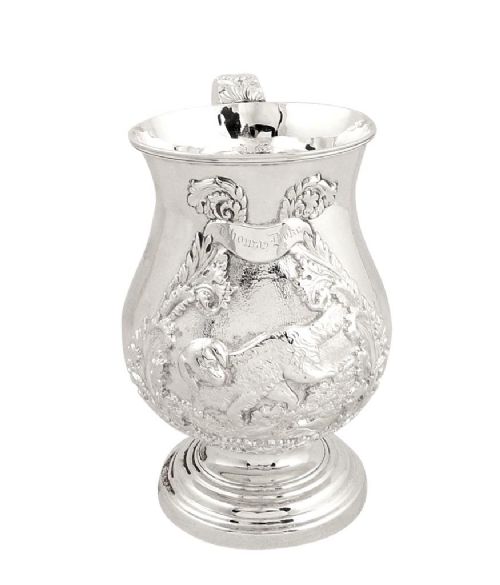 Antique Georgian Sterling Silver Pint Mug/tankard 1821 - Hunting Dog
