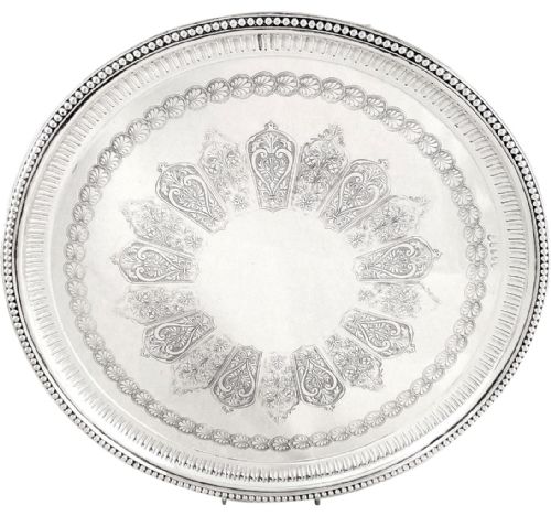 Huge Antique Victorian 16" Silver Plated Tray / Salver C1880