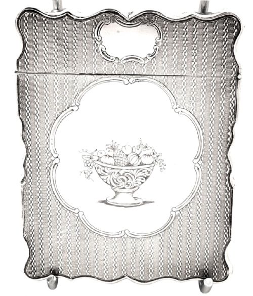 fig 1. Antique Victorian Sterling Silver Card Case in Presentation Case 1843