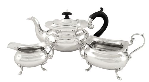 Antique Edwardian Sterling Silver 3 Piece Teaset 1902