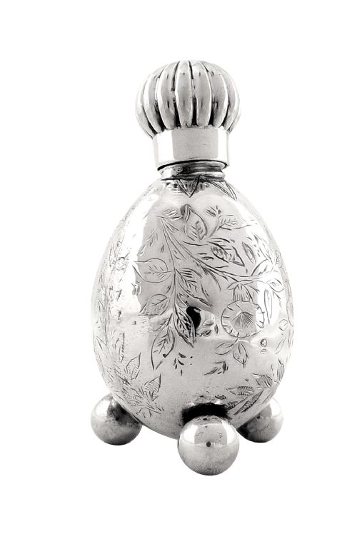 Antique Victorian Sterling Silver 3" Perfume/scent Bottle 1870