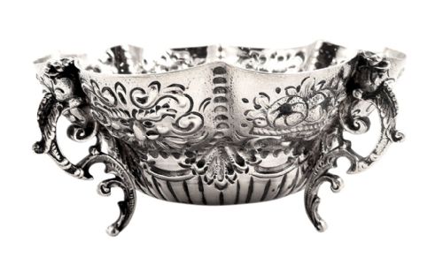 Unusual Antique Victorian Sterling Silver Dish 1881
