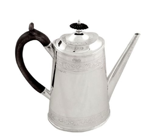 Antique Victorian Sterling Silver 2 Pint Coffee Pot 1881