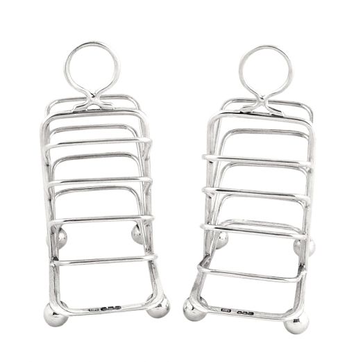 fig 1. Pr Antique Solid Sterling Silver Toastracks 1929