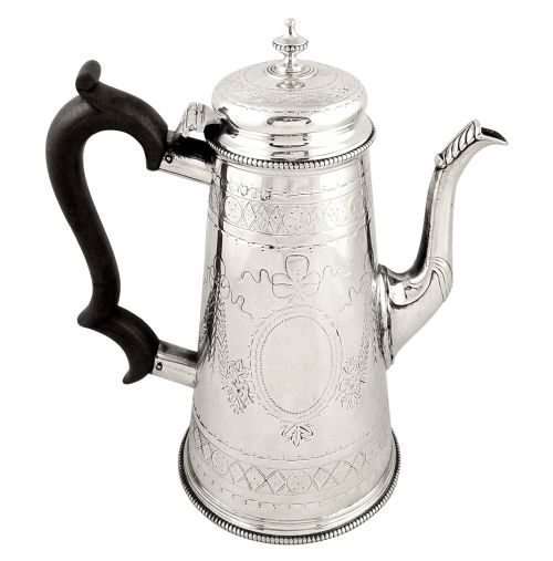 Antique Victorian Sterling Silver Coffee Pot - 1874