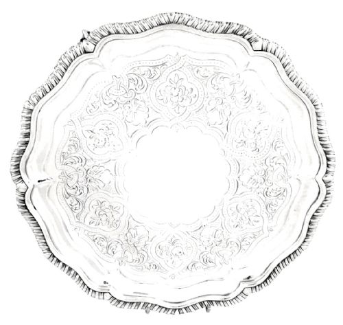 Antique Victorian Sterling Silver 10" Tray / Salver 1865