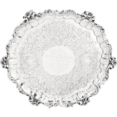 Antique Victorian Sterling Silver 10" Tray/salver - 1842