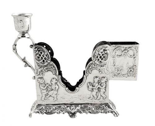 Unusual Antique Dutch Silver Smokers / Night Stand C1900