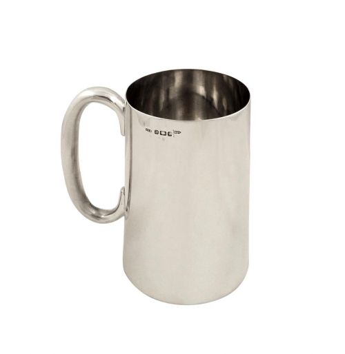Antique Victorian Sterling Silver Pint Mug / Tankard 1890 - Walker & Hall