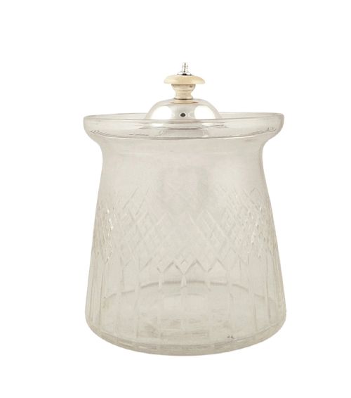 Antique Edwardian Sterling Silver & Glass Biscuit Jar/caddy 1910