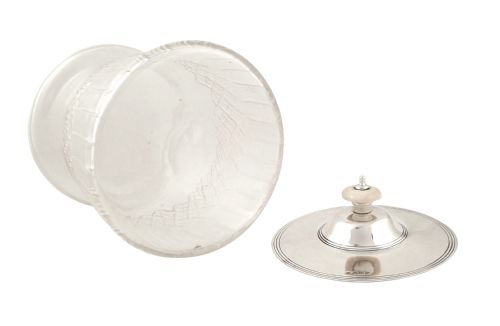 fig 1. Antique Edwardian Sterling Silver & Glass Biscuit Jar/Caddy 1910