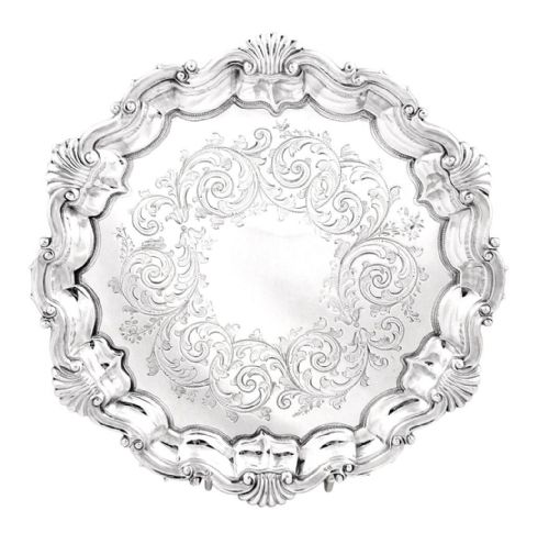 Antique Victorian Sterling Silver 8" Tray / Salver 1880
