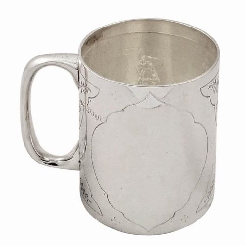 fig 1. Antique Victorian Sterling Silver Christening Mug - 1883 Nursery Rhyme