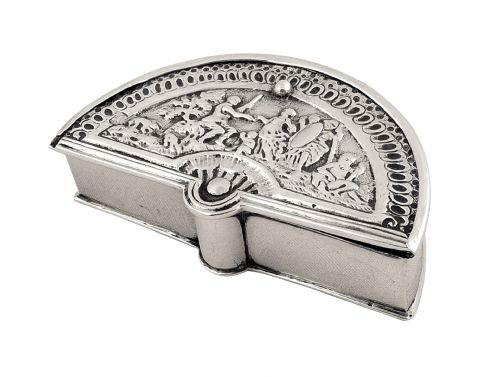 Unusual Antique Georgian Sterling Silver Half Round Box 1767