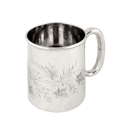 Antique Sterling Silver 'Bird' Christening Mug 1901