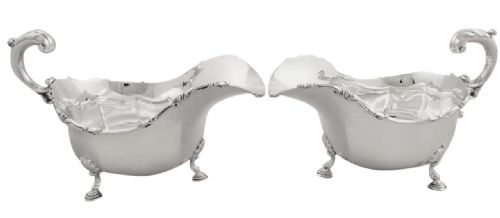 Superb Pair of Antique Sterling Silver Gravy Boats / Sauce Jugs 1922