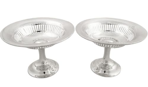 Pr Antique Edwardian Sterling Silver Asprey Tazzas/dishes 1907