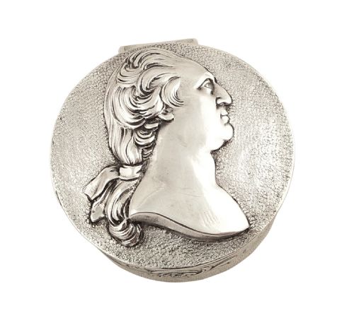 Antique Sterling Silver Circular Box with King George III Head - 1916