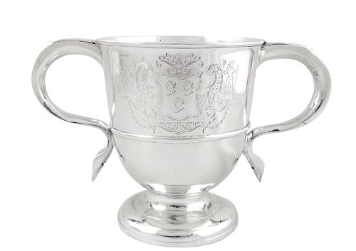 Antique Georgian Sterling Silver Porringer / 2 Handle Cup - 1731