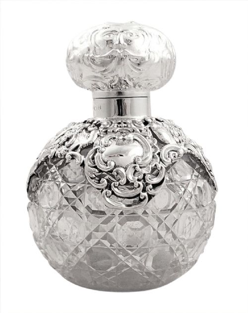 fig 1. Antique Edwardian Sterling Silver & Glass Perfume Bottle 1903