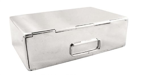 Antique Sterling Silver Sandwich Tin / Case - 1915 - Hunting/fishing