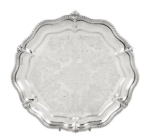 Antique Victorian Sterling Silver 8" Tray / Salver 1881