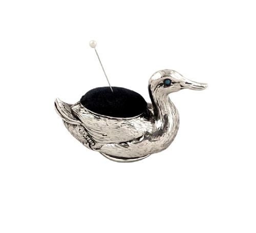 Antique Edwardian Sterling Silver Duck Pin Cushion 1906