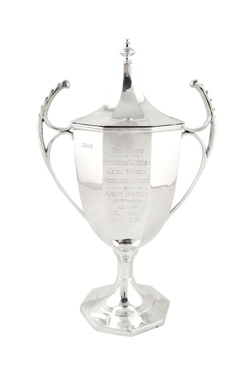 Antique Sterling Silver Trophy with Lid - 1925 - Clay Target Shooting