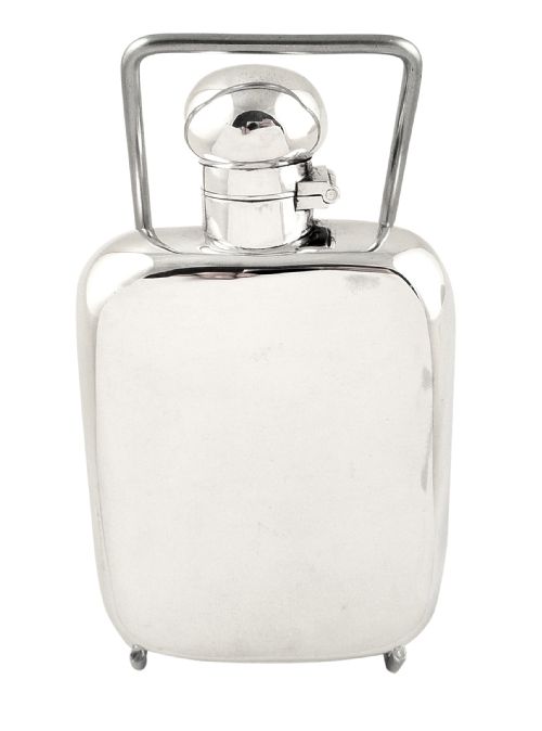 Antique Solid Sterling Silver Hip Flask - Harrods - 1911