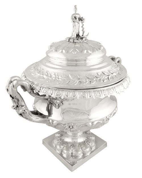 fig 1. Antique George lV Sterling Silver Tureen & Cover 1827 - Queen & Anchor