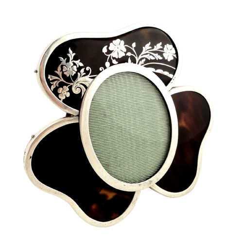 Antique Sterling Silver & Tortoiseshell ‘Clover’ Photo Frame 1896