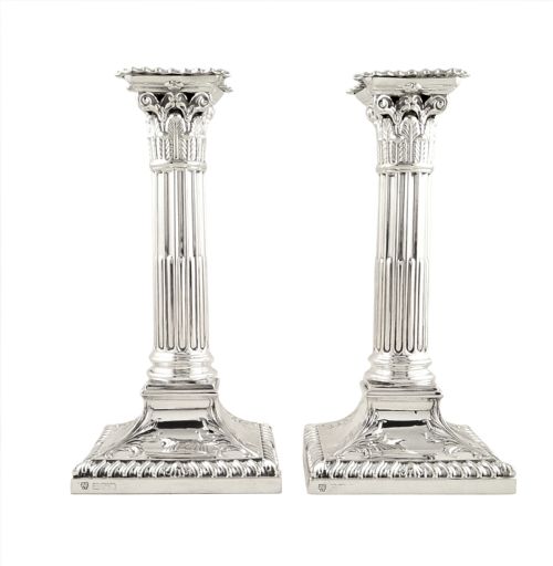 fig 1. Pr Antique Edwardian Sterling Silver Candlesticks 1902
