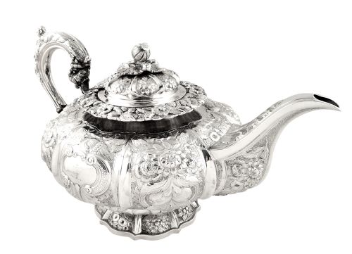 fig 1. Antique Irish William lV Sterling Silver Teapot - Dublin 1831