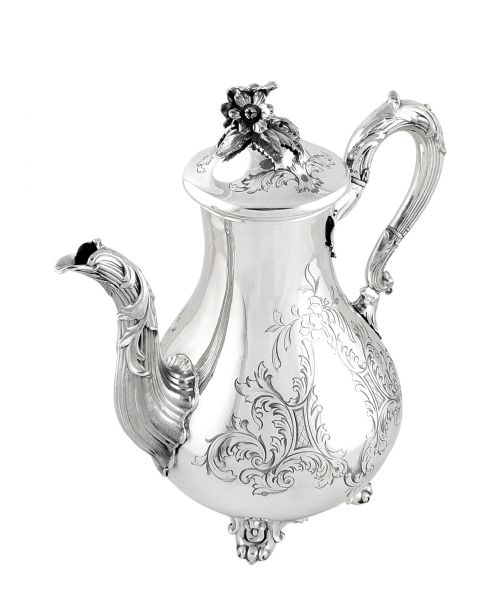 fig 1. Antique Victorian Sterling Silver Coffee Pot 1848