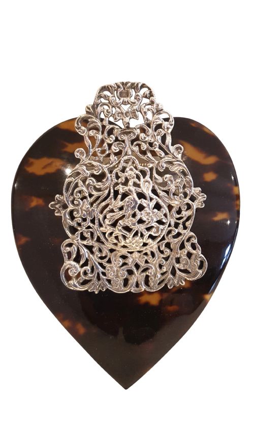 Antique Victorian Sterling Silver & Tortoiseshell 'Heart' Desk Top Letter Clip - 1892