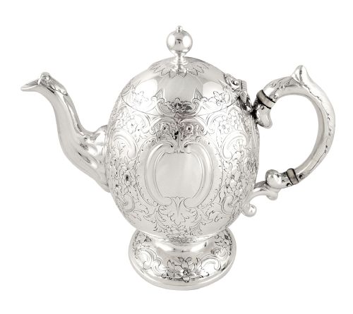 Antique Victorian Scottish Sterling Silver Teapot - Edinburgh 1862