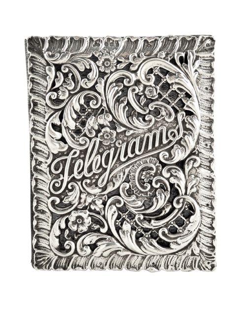 Antique Solid Silver Front Telegram Folder/case 1903