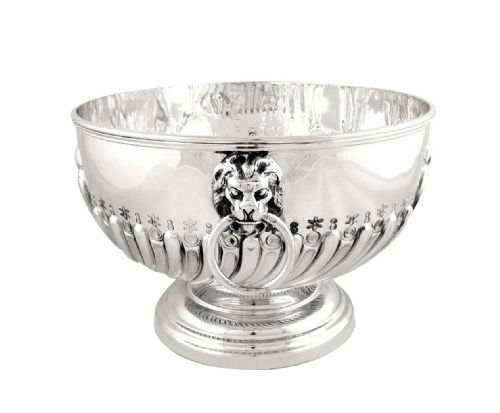 fig 1. Victorian Sterling Silver Bowl - Lion Head Handles - 1895 Mappin & Webb