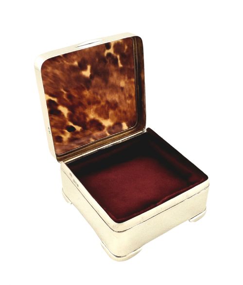 Antique Sterling Silver & Tortoiseshell Trinket Box 1920